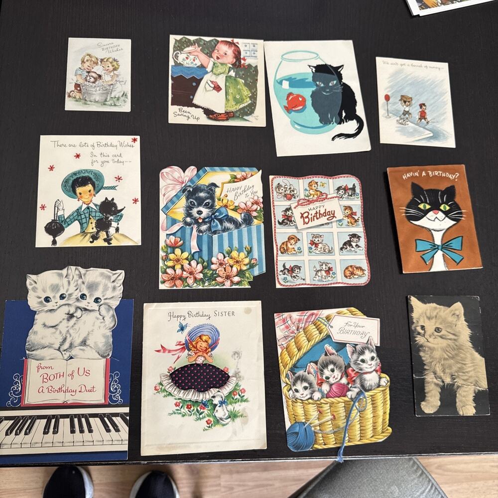 Lot Of 12 Vintage 1940s and up Greeting Cards Birthday